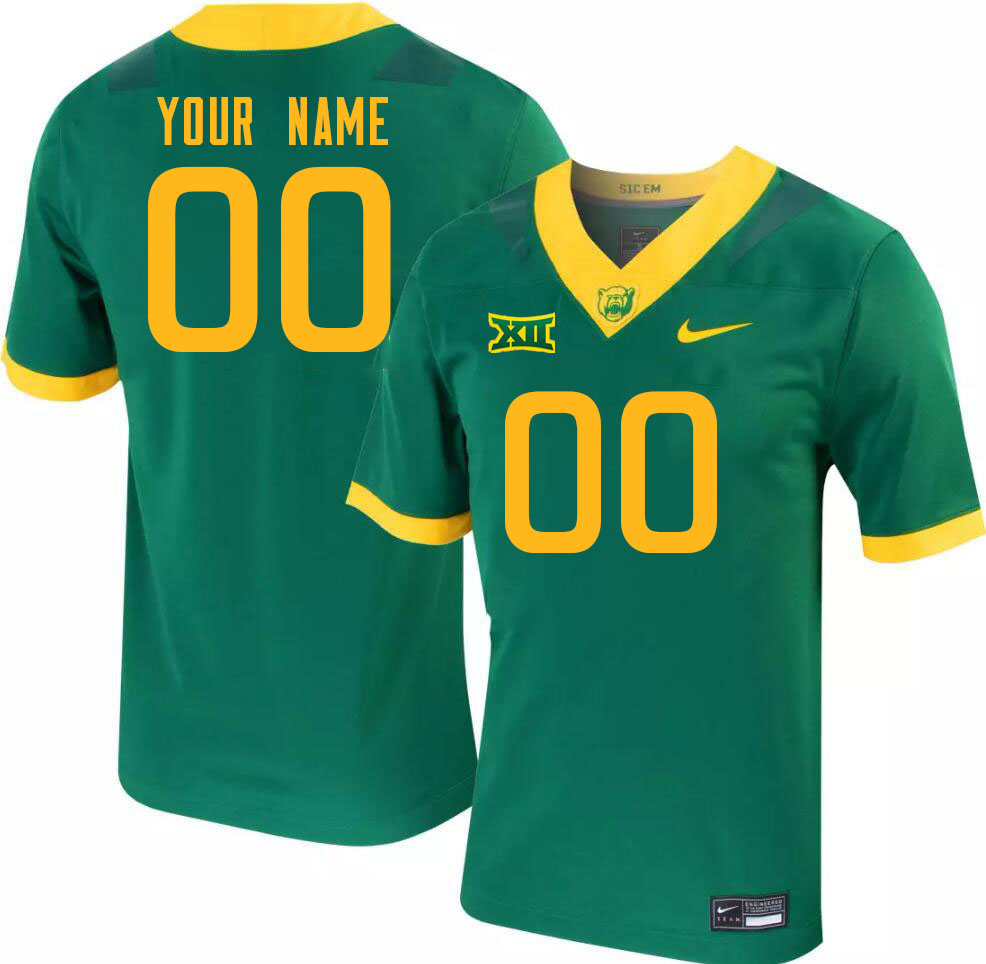 Custom Baylor Bears Name And Number College Football Jerseys Stitched-Green - Click Image to Close